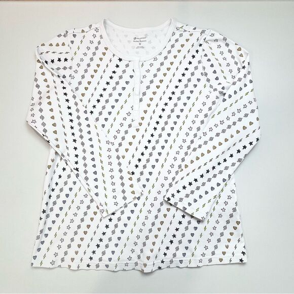 Peloton x Roller Rabbit Pajama Top Stars Lighting Bolt Peloton Logo Small - Picture 6 of 10